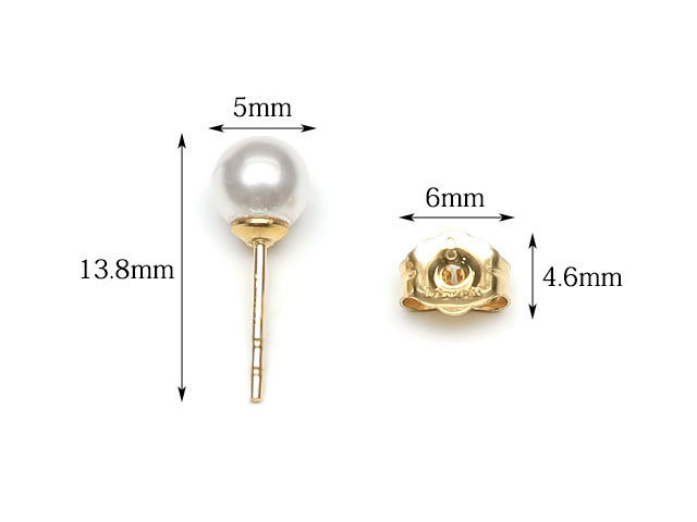 14KGF キャッチ付きホワイトクリスタルパールピアス 5mm【1ペア販売】 / 14K-575PST_画像4