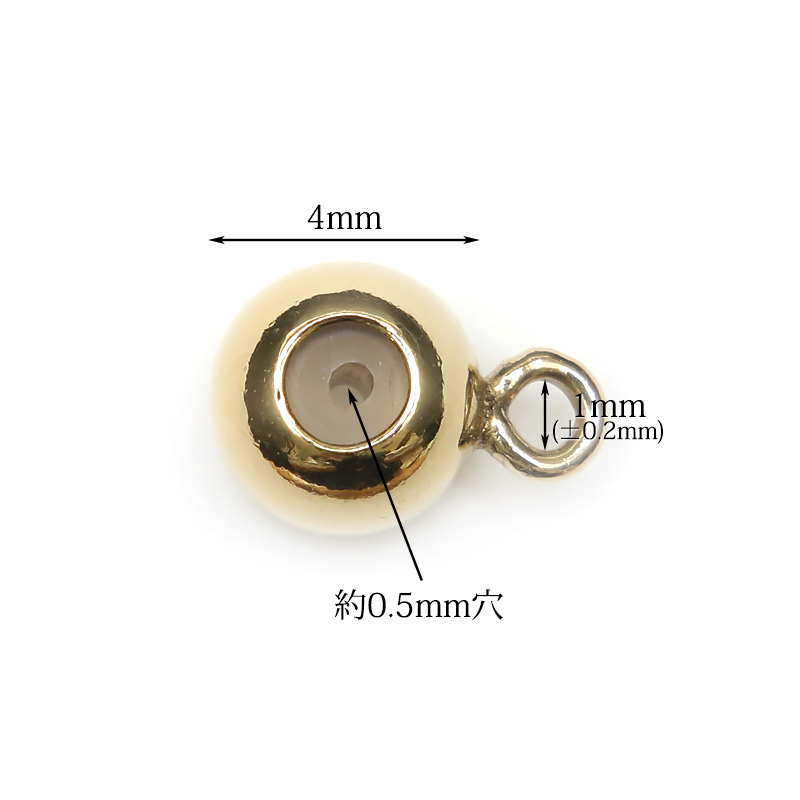 14KGF ストッパービーズ カン付 丸玉 4mm［0.5mm穴］[2コ販売] / 14K-492BZ_画像2