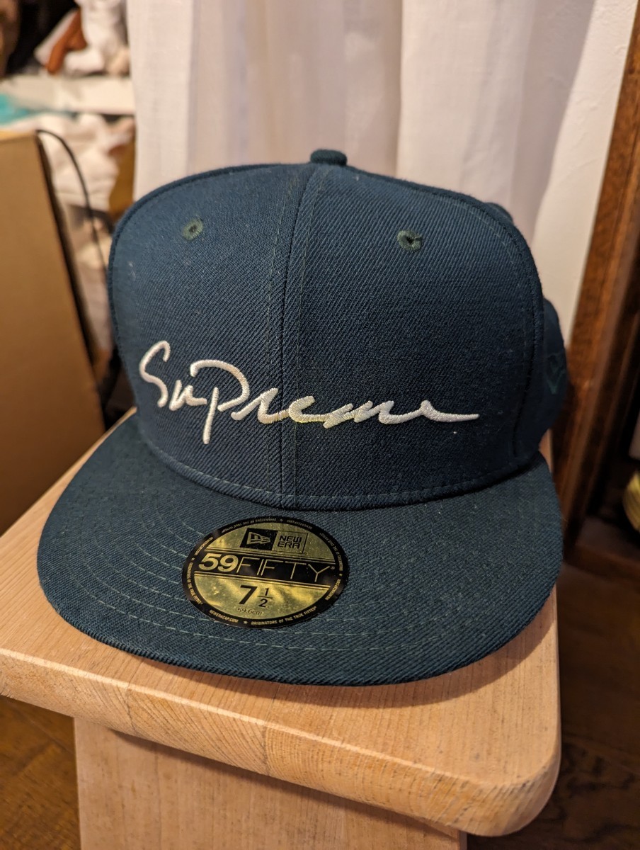 NEW ERA × SUPREME グリーン キャップ 7 1/2 ニューエラ シュプリーム_画像3