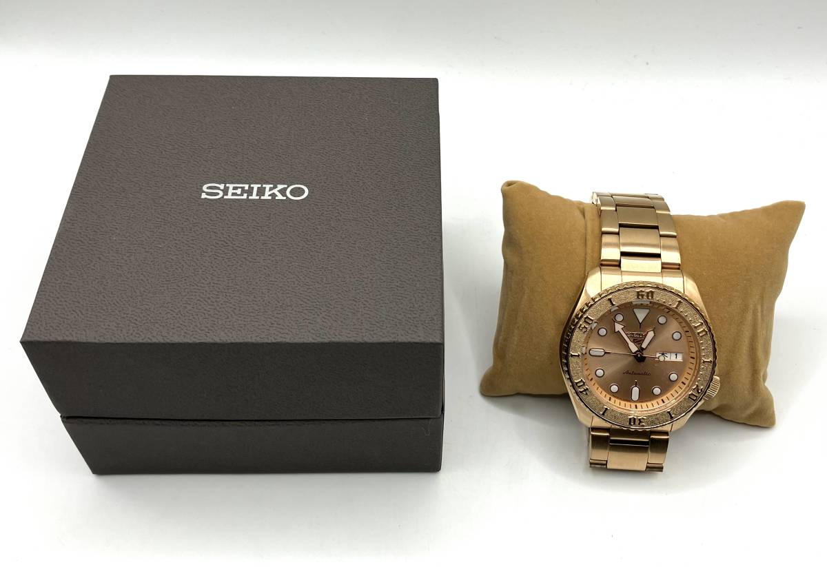 【TT4589】美品 SEIKO セイコー AT 4R36-08E0 ピンク系文字盤 裏スケ メンズ腕時計 稼働品