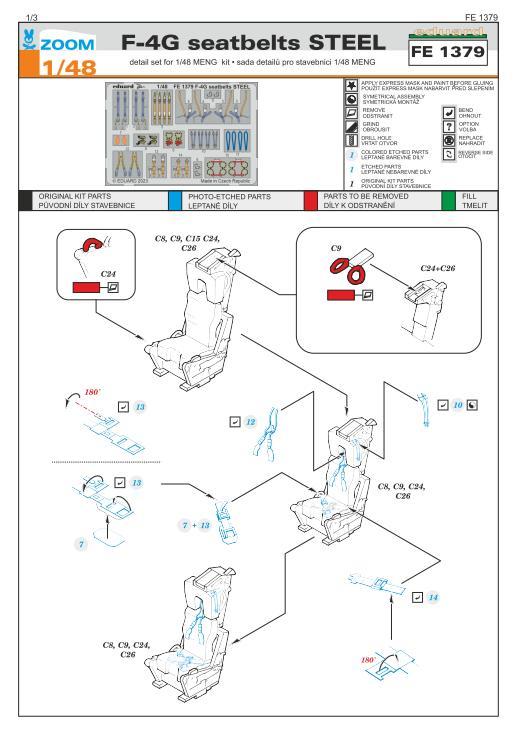 エデュアルド ズーム1/48 FE1379 F-4G Phantom seatbelts for Meng Model kits_画像2