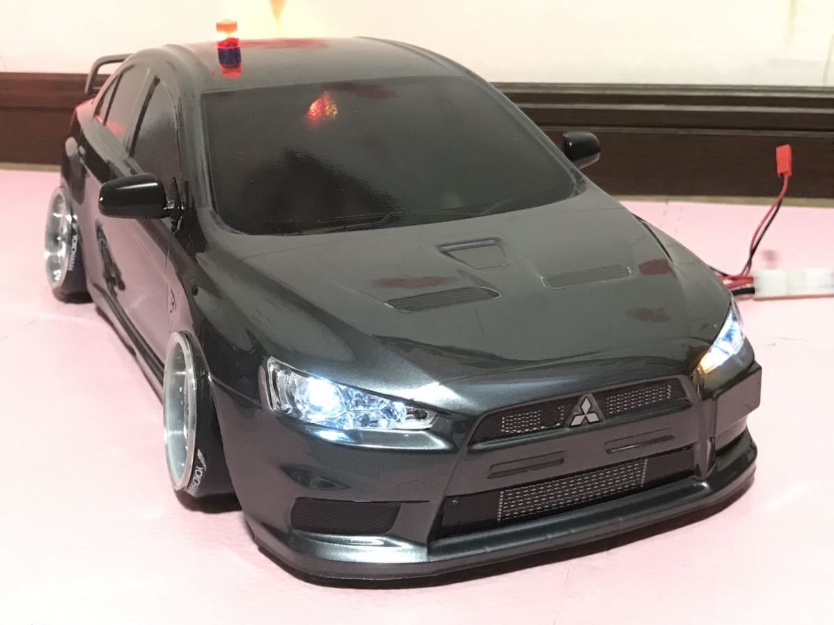 送料無料　1/10 覆面パトカー　三菱 ランサーエボリューションX LED付き　ラジコンボディ タミヤ TAMIYA MITSUBISHI LANCER EVOLUTION X