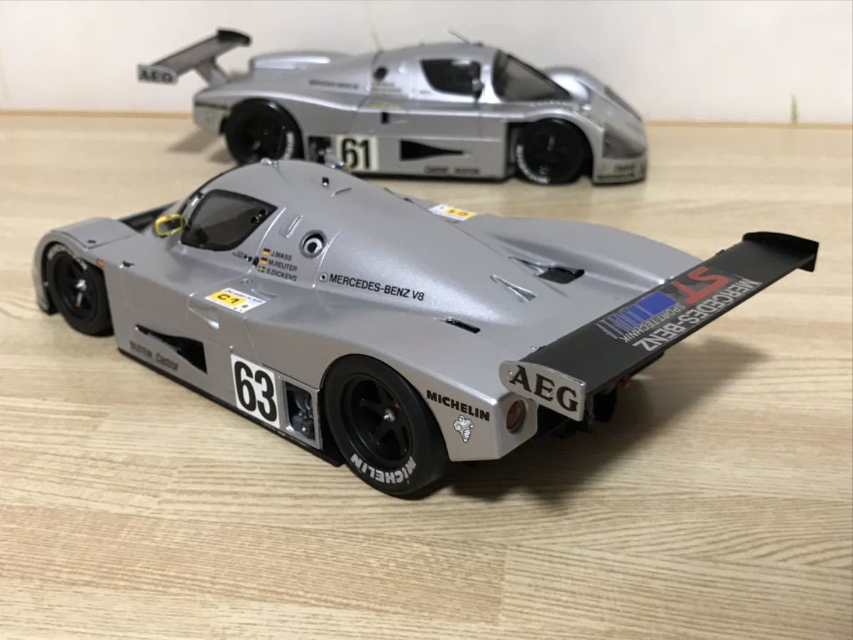 送料無料　1/24 プラモデル完成品 2台セット ザウバー メルセデス C9 61号車 63号車 レーシングカー　SAUBER MERCEDES ルマン Le Mans