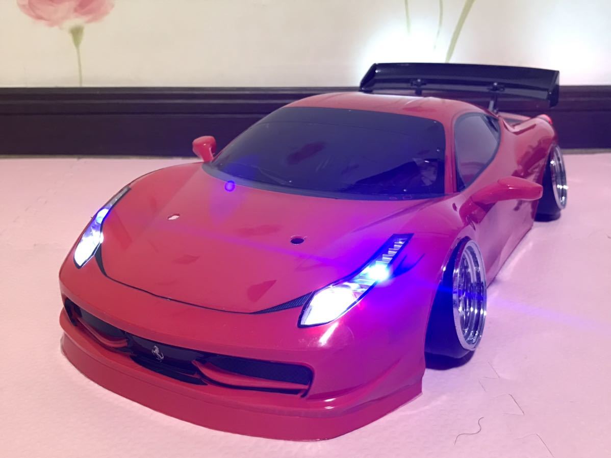 送料無料　1/10 タミヤ　フェラーリ 458 GTウィング、LED付き　ラジコンボディ　TAMIYA FERRARI_画像2