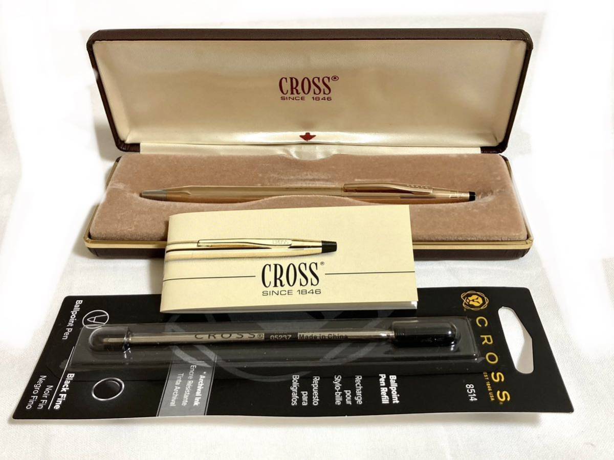 【超美品】CROSS クロス 旧ロゴ クラシックセンチュリー 14金張り ボールペン 黒純正リフィル付き_画像1