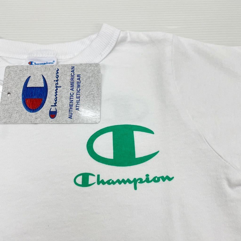 新品17124 Champion チャンピオン 120cm 白ホワイト　半袖Tシャツ　胸背中ロゴプリン　袖刺繍　綿100% シンプル　男女兼用　キッズ_画像3