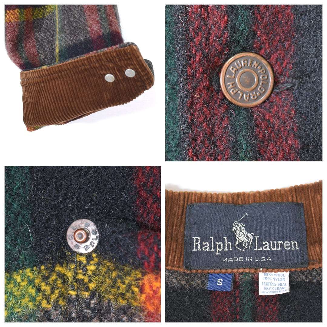 【送料無料】70s ラルフローレン USA製 初期ラルフタグ ウール ヴィンテージジャケット 襟コーデュロイ RALPH LAUREN サイズS 古着 @DZ0408_画像8