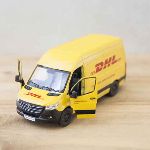 メルセデスベンツ スプリンター DHL (ミニカー 12.5cm) イエロー ワゴン 宅配便 トラック プルバック 西海岸風 インテリア アメリカン雑貨_画像8