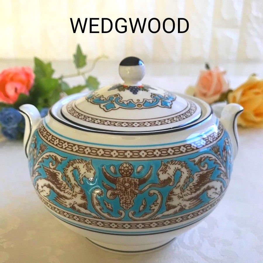 WEDGWOOD フロレンティーン ターコイズ  シュガーポット 