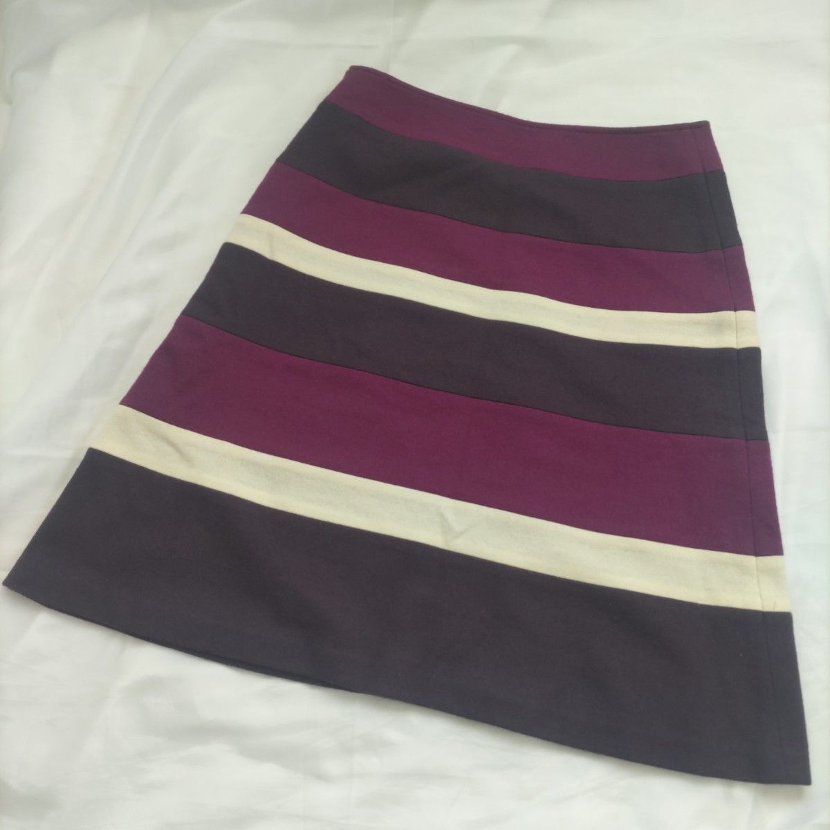 Anatelier アナトリエ ボーダースカート サイズ36 Sサイズ パープル 紫 台形 日本製 ワールド