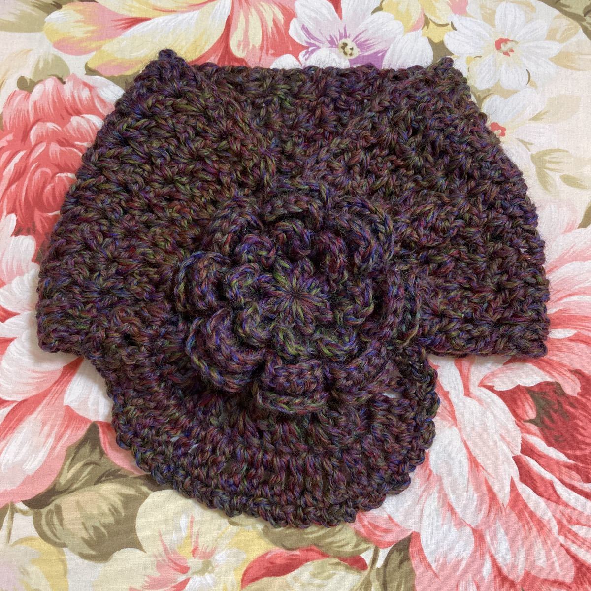  hand made * Mini muffler *. flower * hand-knitted * Mix *102