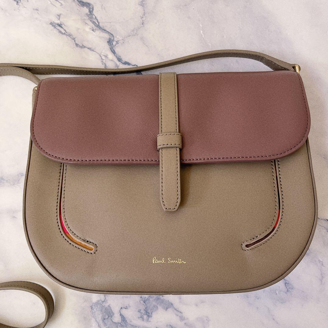 送料無料 極美品 Paul Smith ポールスミス インセットSTP ショルダーバッグ ポシェット グレー パープル バイカラー