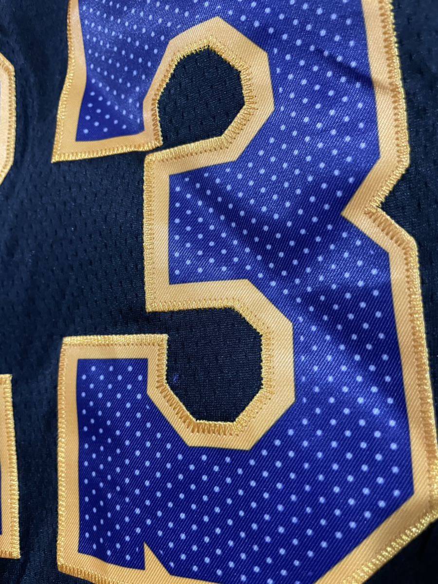 NBA LAKERS JAMES #23 レブロン・ジェームズ/ロサンゼルス・レイカーズ ユニフォーム ゲームシャツ ジャージ タンクトップ 黒青 M 刺繍_画像7
