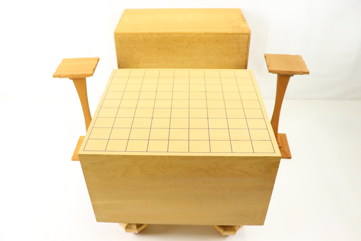 将棋盤 松寿 駒台 へそ有り 脚付き 厚さ 20.3cm ボードゲーム 対戦 木製 010JGLF48_画像1