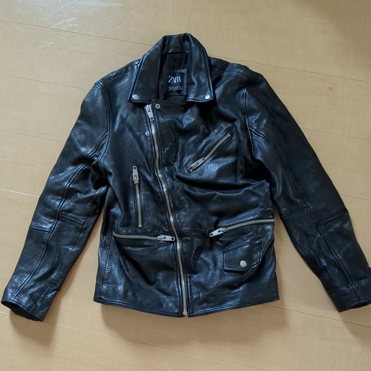 税込?送料無料】 ZARA 羊革 ダブル ライダース Mサイズ