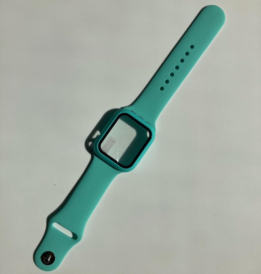 45mm アップルウォッチ Apple Watch バンド ベルト＋カバー グリーン E001_画像3