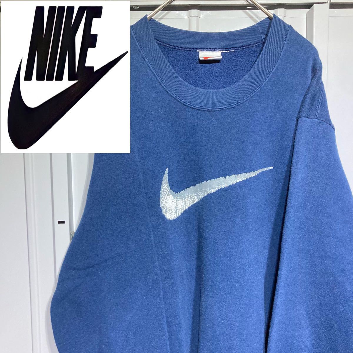 古着/人気/NIKE/90s/銀タグ/ビッグロゴ/スウェット/ネイビー/L Yahoo