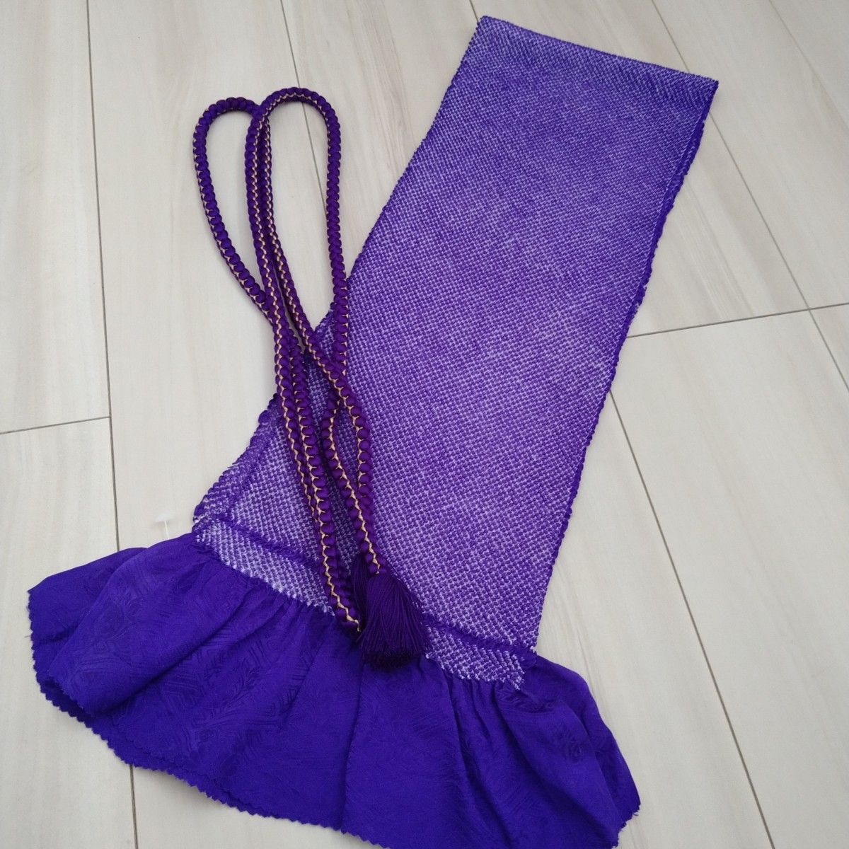 新品 正絹・総絞り 紫 撚り房帯締め 高級帯揚げ帯締めセット｜フリマ