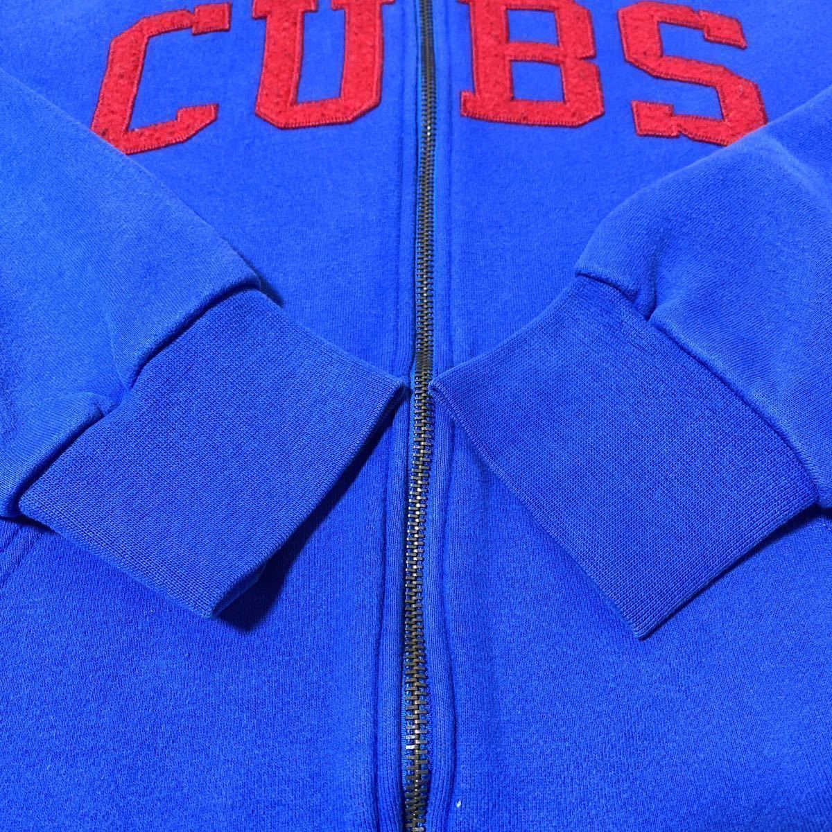 90s Majestic マジェスティック MLB Chicago Cubs シカゴ・カブス フルジップ スウェット パーカー L メジャーリーグ USA古着 アメリカ古着_画像6
