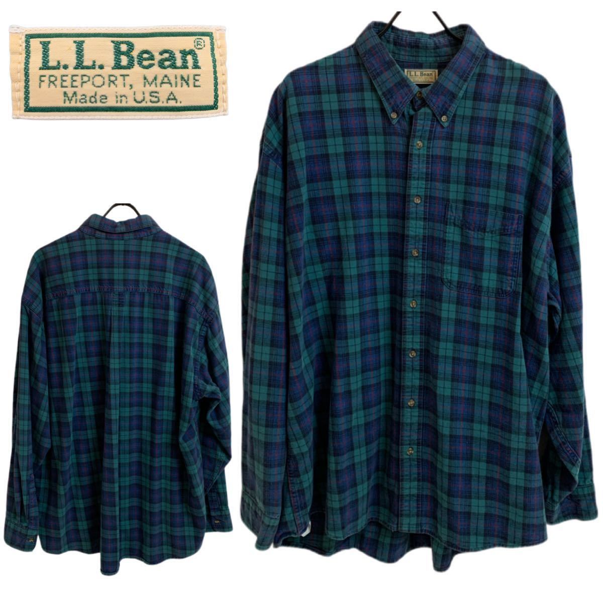 376】L.L.Bean エルエルビーン フィールド・フランネルシャツ グレー-