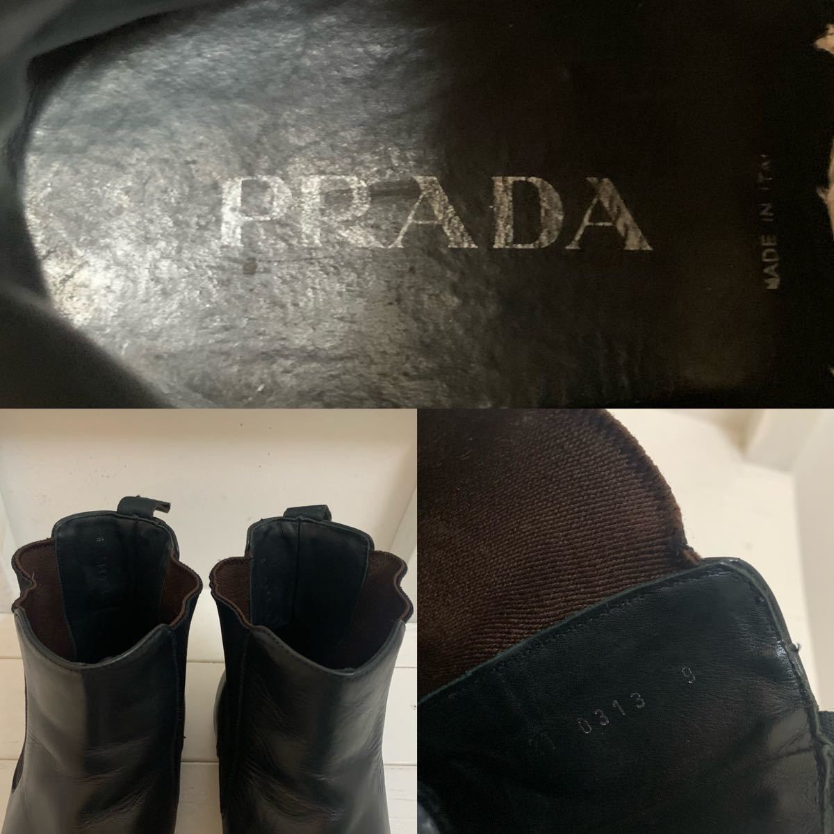 PRADA プラダ MADE IN ITALY イタリア製 サイドゴアレザーブーツ レザーチェルシーブーツ レザーブーツ ブラック 9(28.5位) アーカイブ_画像4