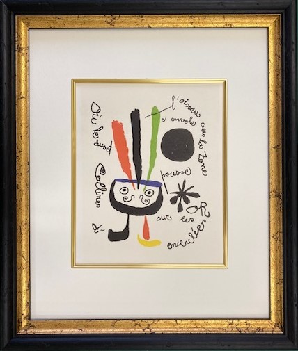 【特価】　≪　　 　ミロ　 　　≫　　リトグラフ【石版画】 　　LES OISEAUX VOLENT 　　 1959年　　　　JOAN　MIRO_画像1