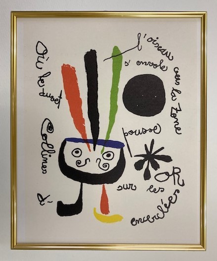 【特価】　≪　　 　ミロ　 　　≫　　リトグラフ【石版画】 　　LES OISEAUX VOLENT 　　 1959年　　　　JOAN　MIRO_画像2