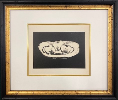 【特価】　≪　　ジョルジュ ブラック　　≫　　リトグラフ【石版画】 　 POMMES SUR FOND NOIR 　 1963年 　GEORGES BRAQUE