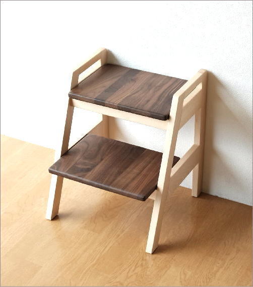 踏み台 スツール 木製 2段 ステップ 天然木 ウォールナット シンプル ローチェア 椅子 ナチュラルウッドの踏み台スツール_画像6