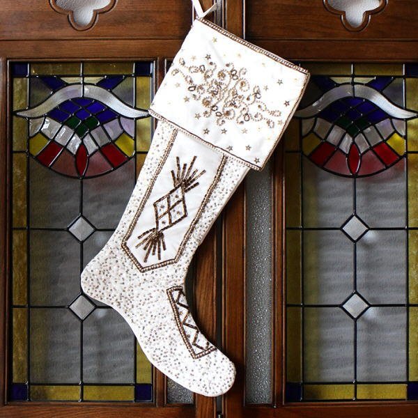 クリスマス Xmas 靴下 ソックス おしゃれ かわいい 大きい オーナメント 飾り Xmasソックスのオブジェ Wh 送料無料(一部地域除く) vin9011