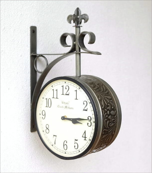 掛け時計 壁掛け時計 おしゃれ 両面時計 アンティーク レトロ 北欧 ウォールクロック クラシック ハンギング 吊り下げクロック6010の画像5