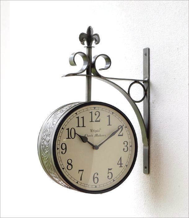 掛け時計 壁掛け時計 おしゃれ 両面時計 アンティーク レトロ 北欧 ウォールクロック クラシック ハンギング 吊り下げクロック6010の画像7
