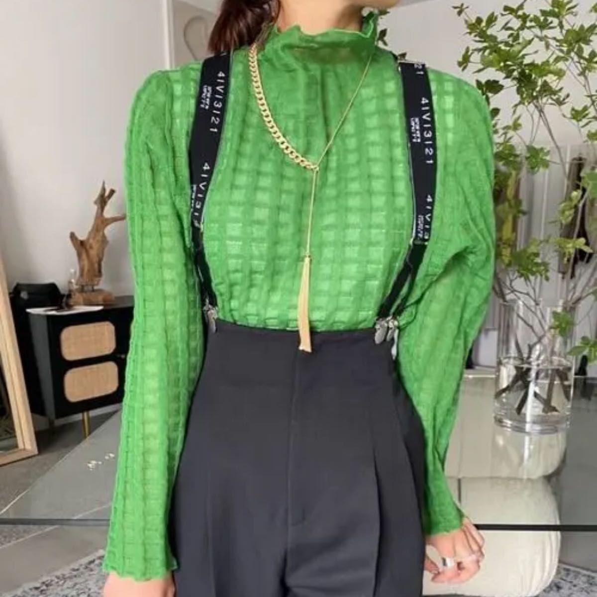 Ameri vintage PLAID SHEER TURTLE KNIT｜Yahoo!フリマ（旧PayPayフリマ）