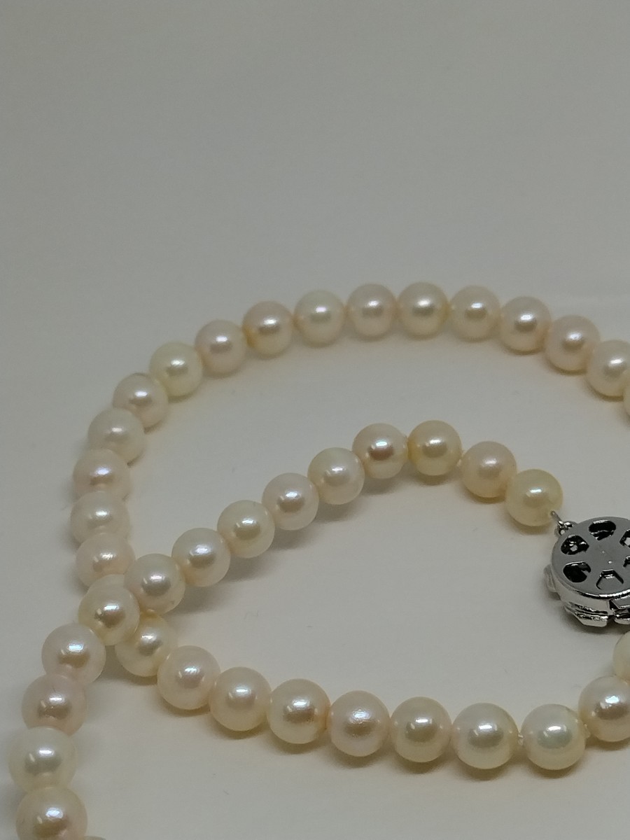 Pearl SILVER necklace パールネックレス 本真珠ネックレス 真珠 シルバー 本真珠　アコヤ真珠　6.5-7mm 41cm 28.8g 限定品　照り良し_画像4