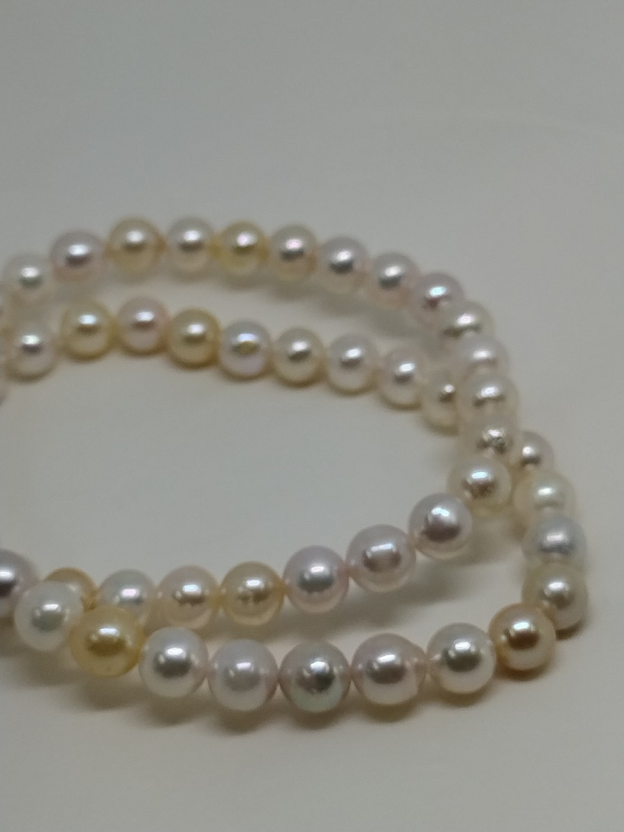 本真珠ネックレス Pearl SILVER necklace accessory パールアクセサリー シルバー アコヤ真珠7-7.5mm 42cm 33.4g 希少マルチカラー　照り有_画像2