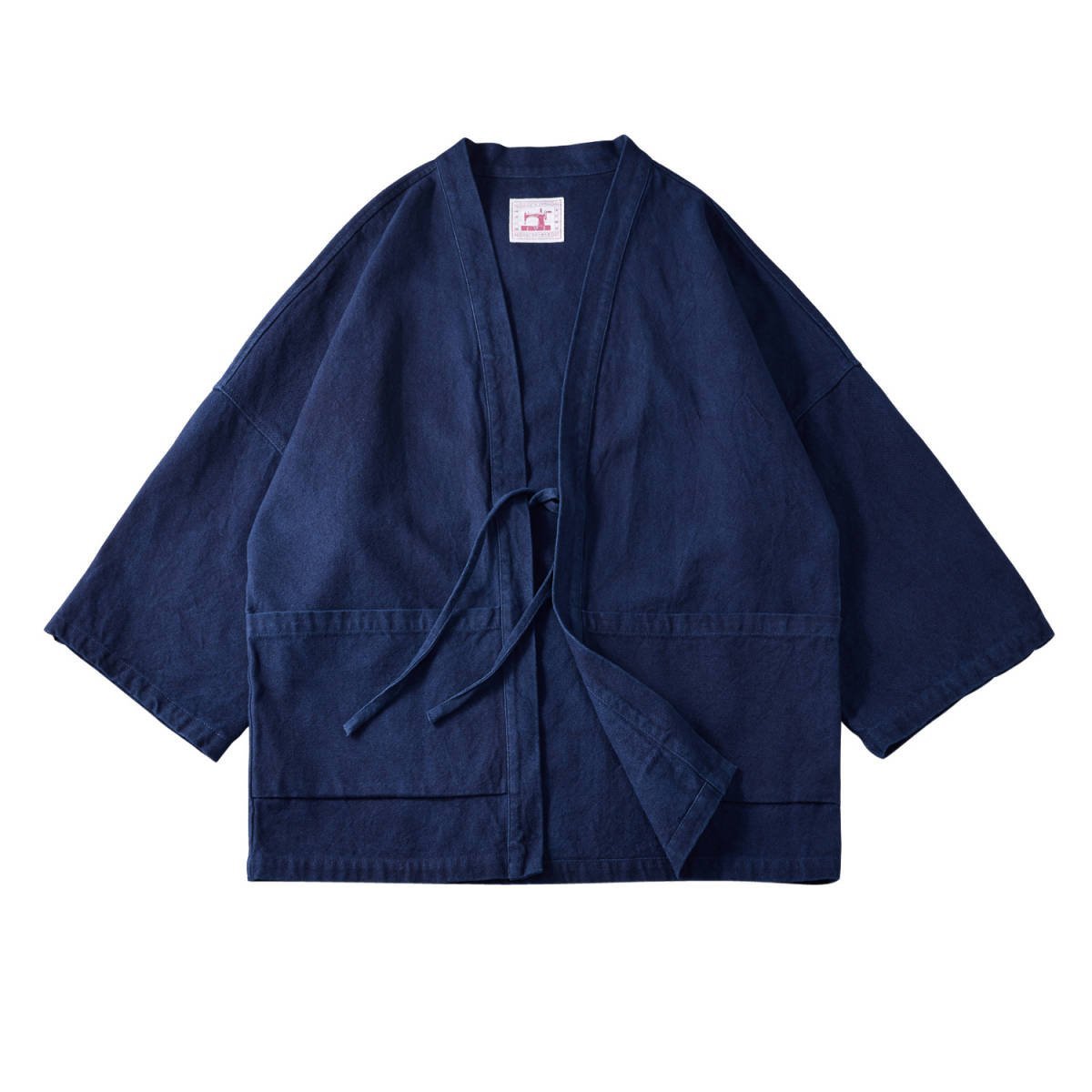 職人手作り 藍染 カバーオール 半纏 褞袍 綿&麻 ワークジャケット ゆったり 大きいサイズ 天然藍 インディゴ 薄手 M~2XL_画像1