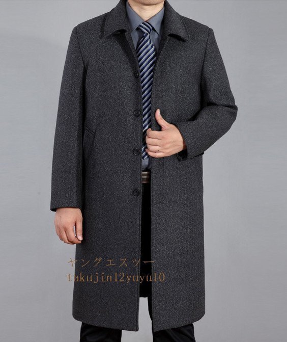 入手困難■新品メンズ ロングコート高品質 ウールコート ステンカラーコート 紳士 ラシャ ジャケット ビジネス 大きいサイズあり グレー L