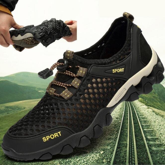  water shoes men's sneakers water land both for aqua shoes marine shoes mesh fishing shoes green 24.5cm~28cm