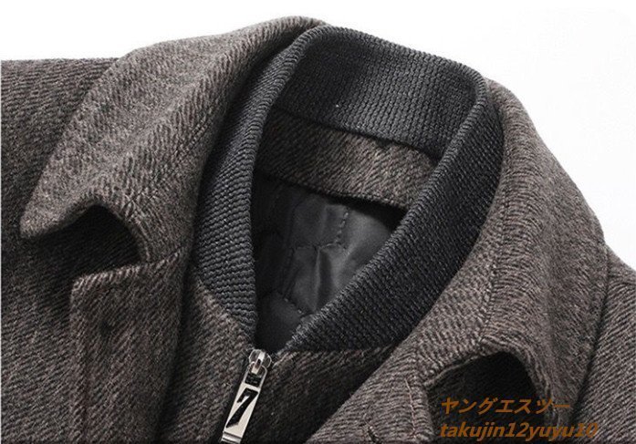 10万 最上級*ウールコート 超希少 メンズ 厚手 ビジネスコート 新品 ロングコート 裏起毛 高級 WOOL*セレブ 紳士スーツ キャメル 3XL_画像5