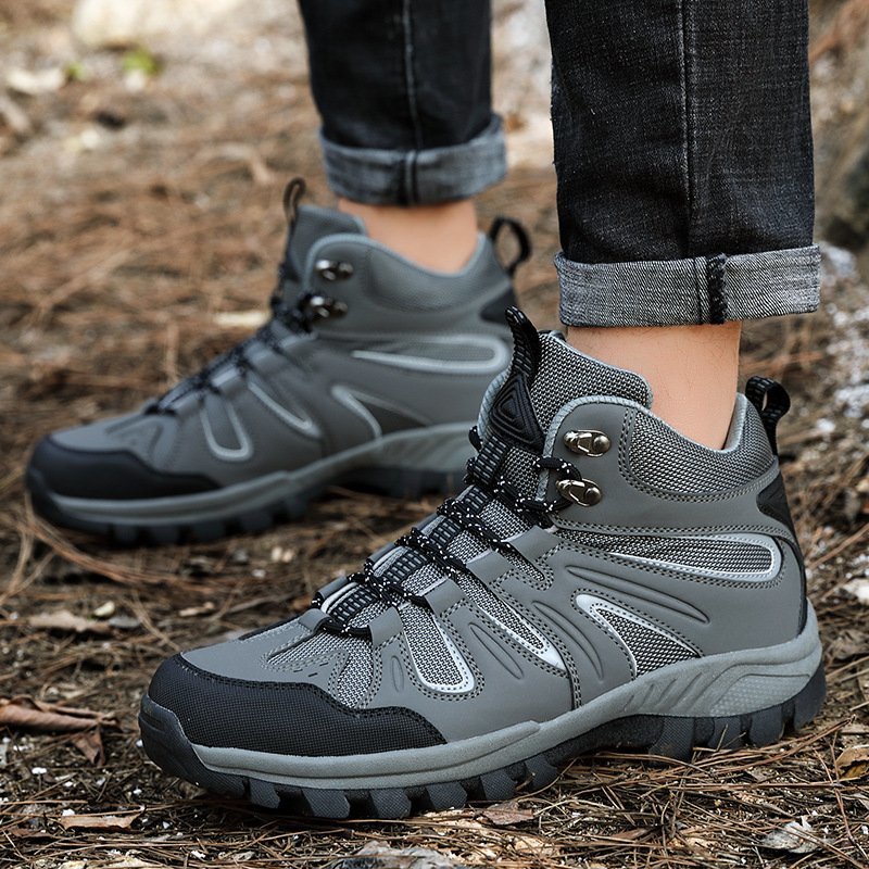  trekking shoes men's outdoor shoes high King walking camp mountain climbing shoes . slide enduring . large size 24.5~28cm Brown 