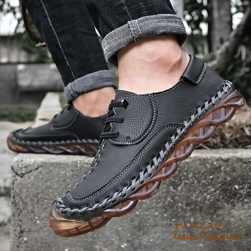  new goods bargain sale * walking shoes men's original leather shoes gentleman shoes sneakers cow leather Loafer mountain climbing shoes outdoor ventilation black 25.0cm