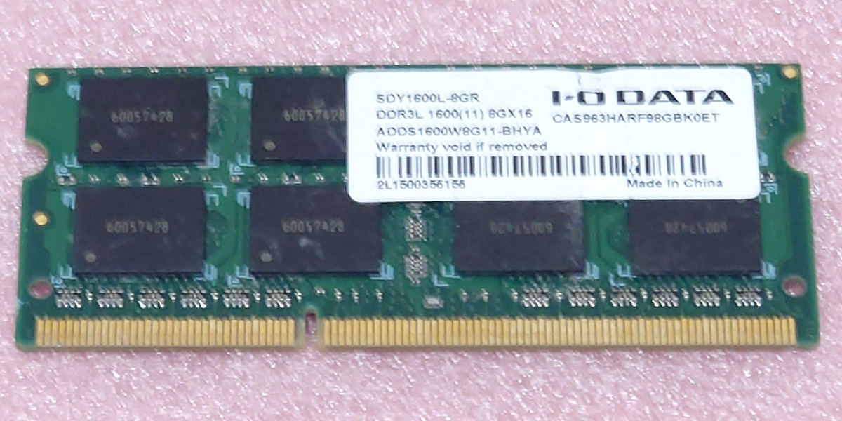 ■IO-DATA SDY1600L-8GR - PC3L-12800S/DDR3L-1600 204Pin DDR3 S.O.DIMM 8GB 動作品_画像1