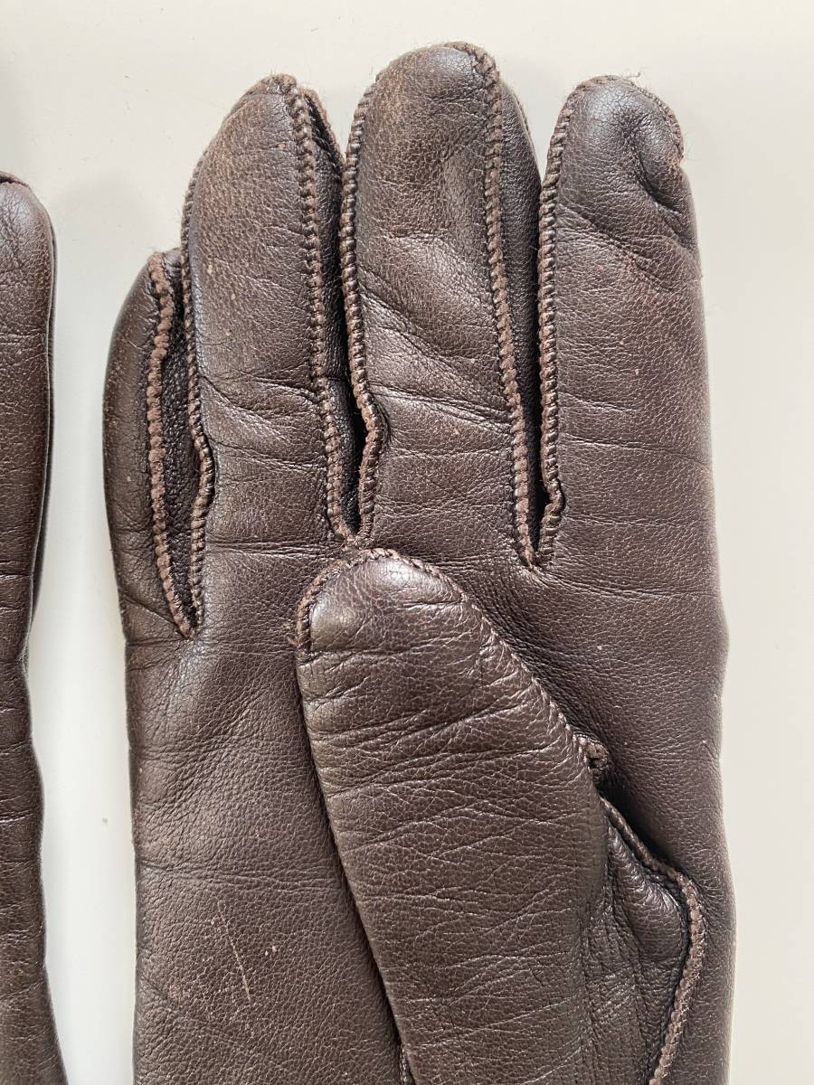 [ used ] Coach COACH lady's leather glove leather gloves Brown size 7 cashmere lining 