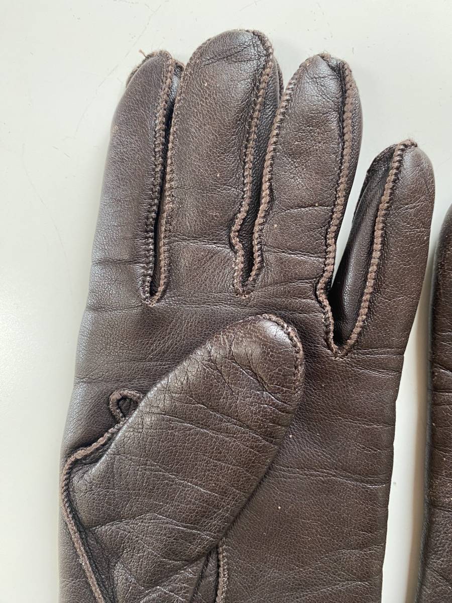 [ used ] Coach COACH lady's leather glove leather gloves Brown size 7 cashmere lining 