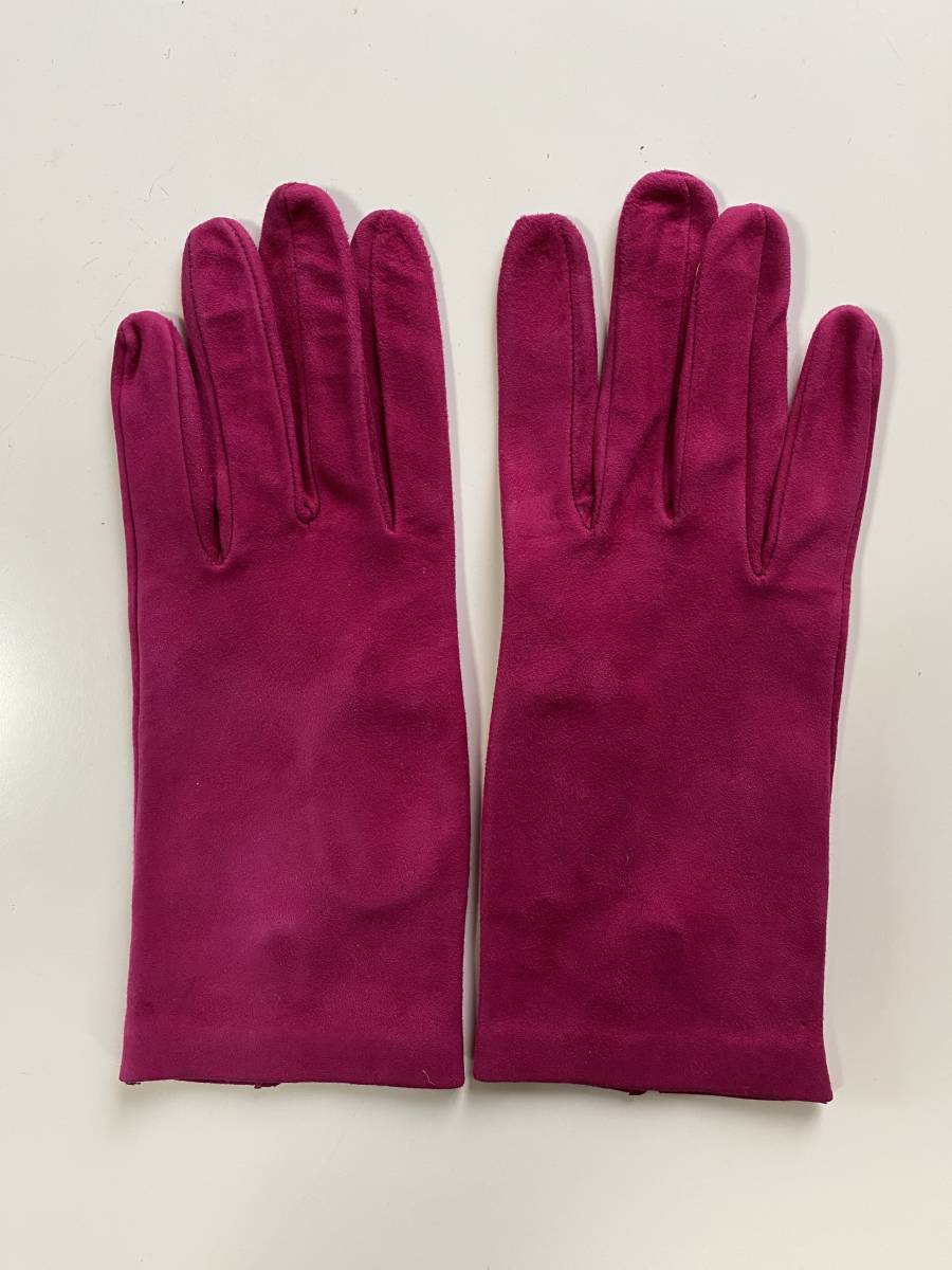 [ beautiful goods ] Italy made lady's suede leather glove leather gloves purple series size 7 half lining less 