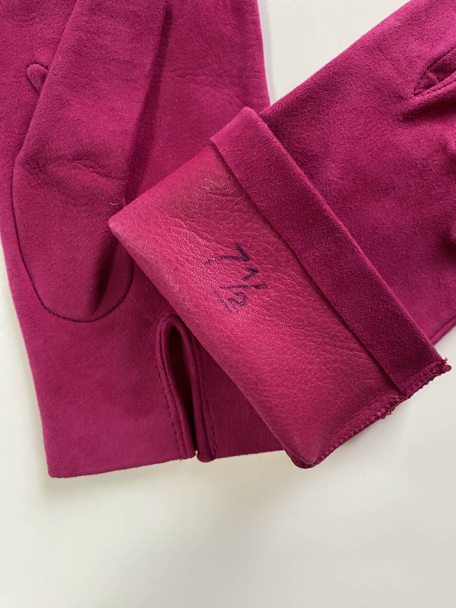 [ beautiful goods ] Italy made lady's suede leather glove leather gloves purple series size 7 half lining less 