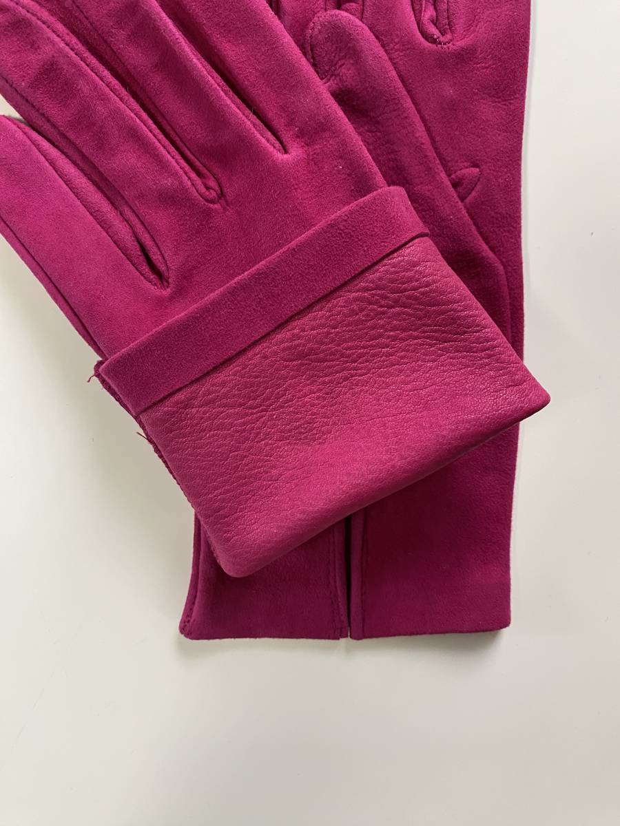[ beautiful goods ] Italy made lady's suede leather glove leather gloves purple series size 7 half lining less 