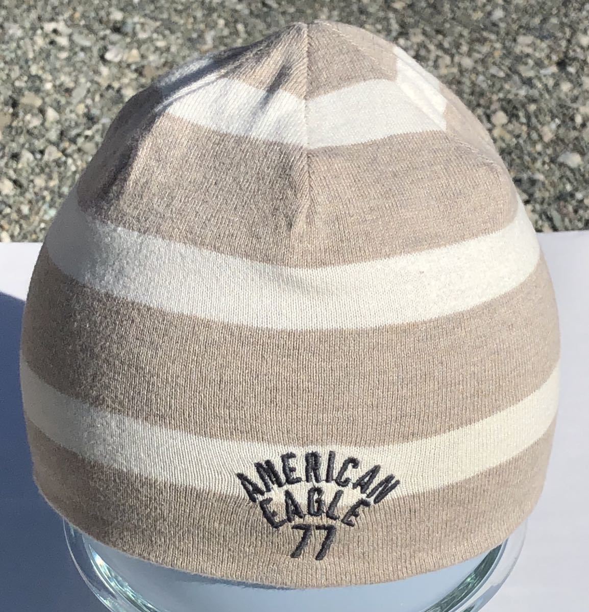  period thing rare American Eagle American Eagle knit cap CAP hat M/L size? reversible khaki border gray free shipping 