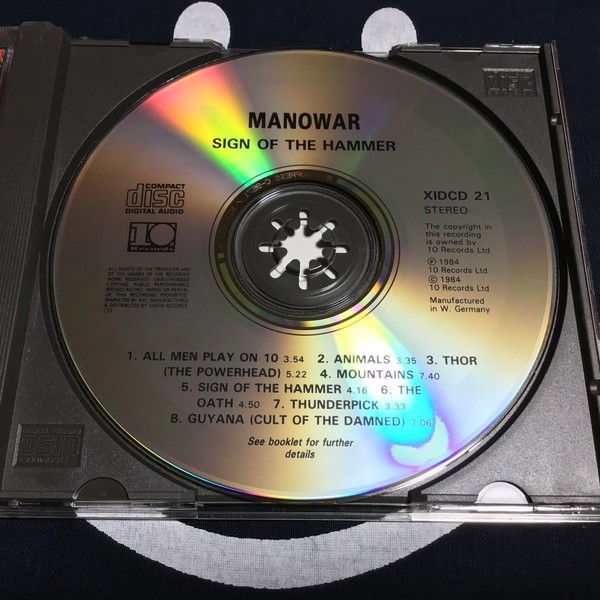 西ドイツ盤【MANOWAR/SIGN OF THE HAMMER/マノウォー】XIDCD21/1989年盤_画像3