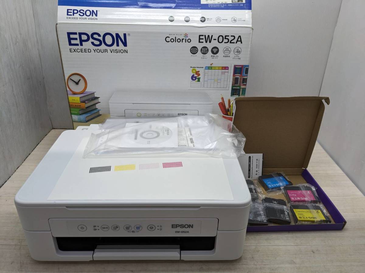 送料無料S79815 エプソンプリンター インクジェット複合機 EPSON　エプソン プリンター EW-052A インクカートリッジ付き_画像1